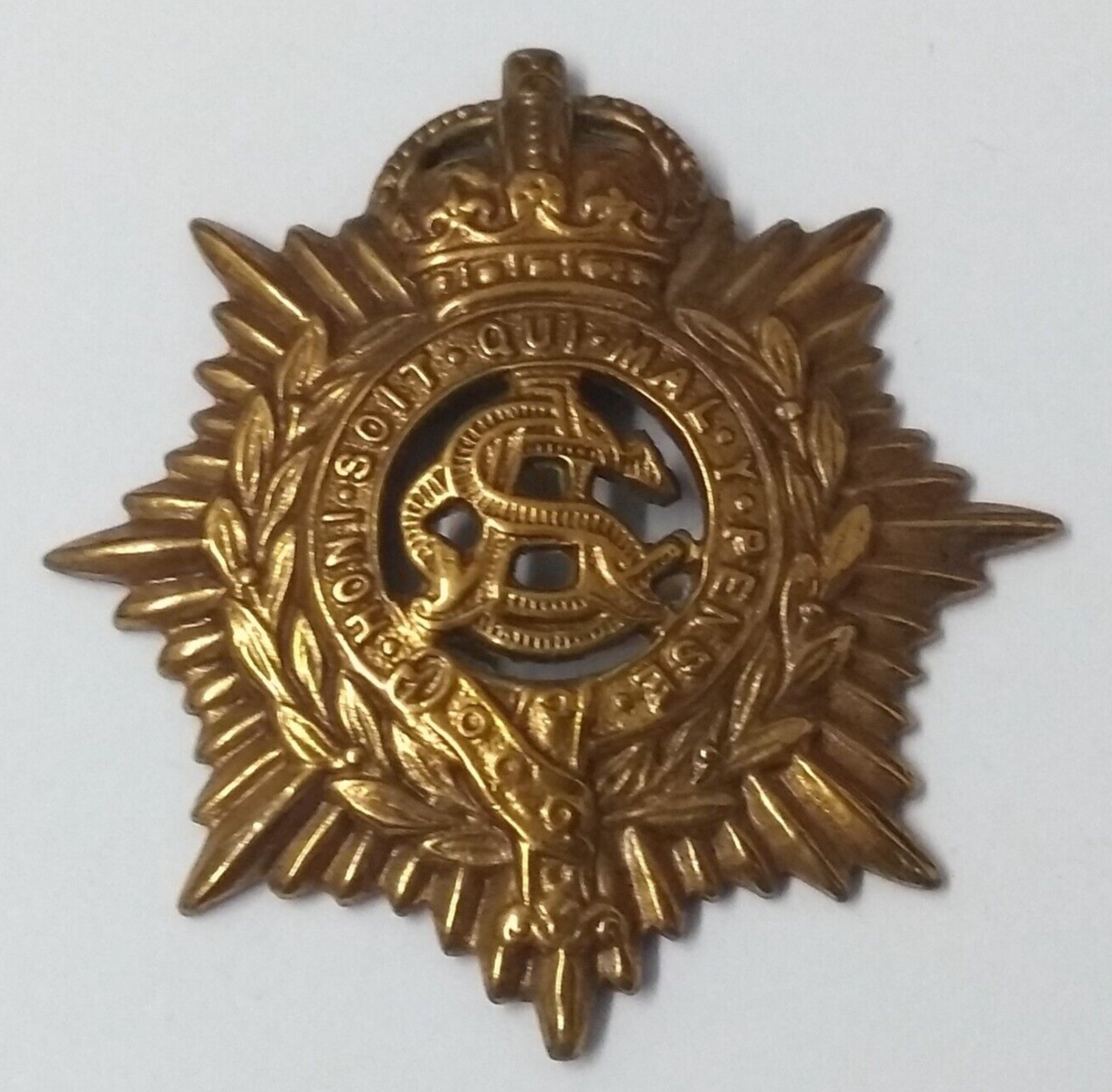 Vintage Kings Crown RASC British Army Issue Service Corps Insignia Metal Badge