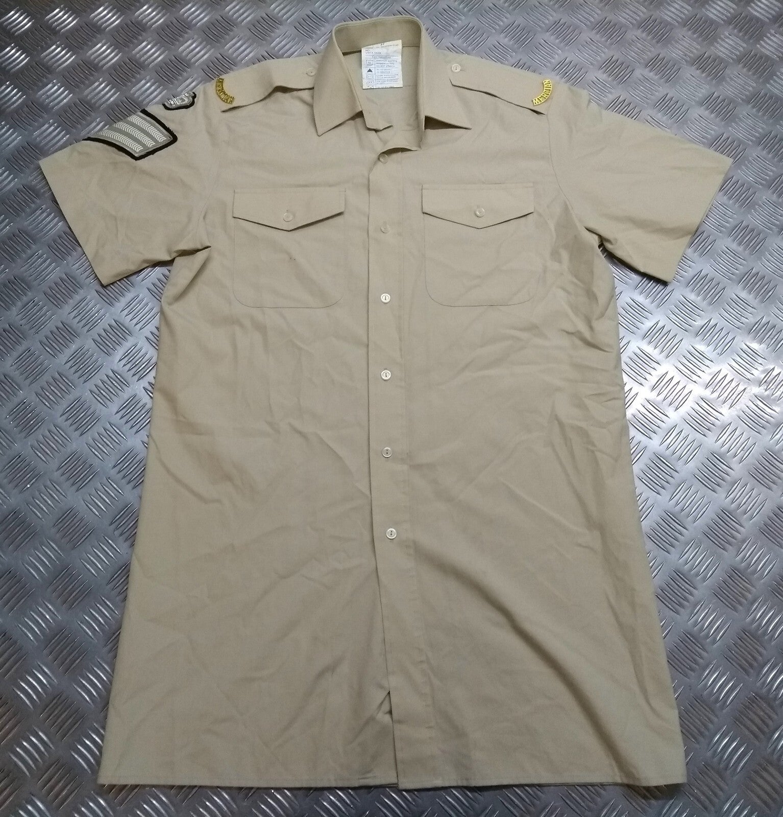 British Army Mercs FAD Shirt No2 Short Sleeves With Q/C Crown and 3 Bar Chevron 37cm
