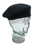 Black Beret Goldings Army Pattern 100% Wool / Silky Lining & Petersham Trim