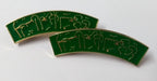 Arabic Arab Enamelled Metal Shoulder Title Badges Green With Snap Pin Fasteners