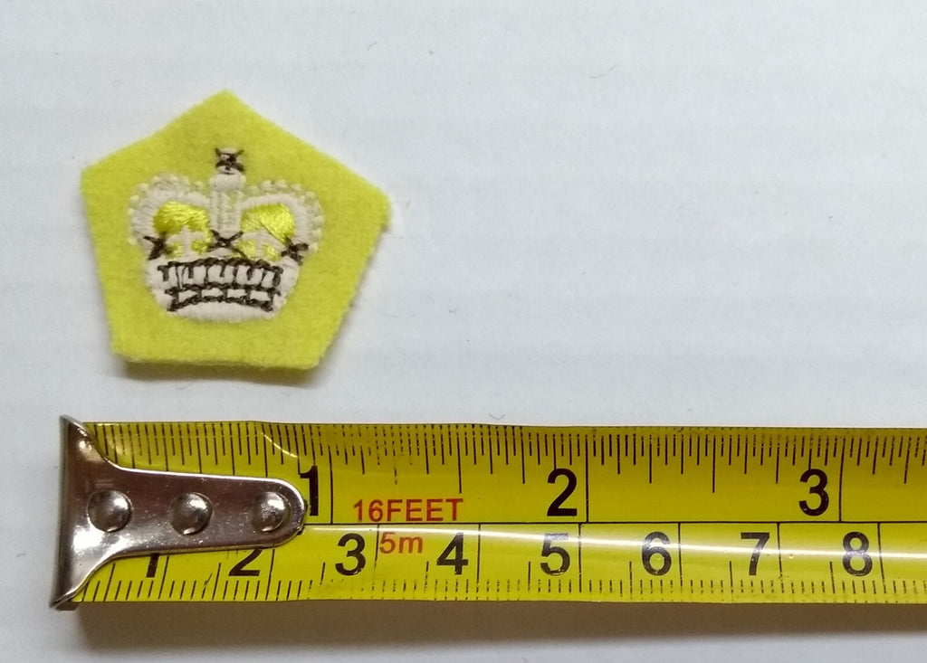 Primrose Rank Crown No1 WO 2 KRH Yellow British Army Embroidered Officer's Patch