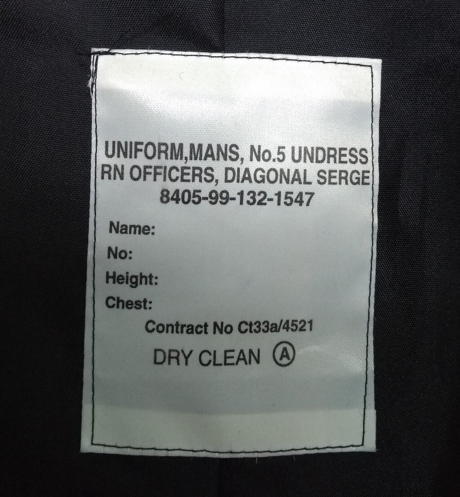 No5 Dress Jacket RN British Naval Style 8 Button Undress 96cm X-long NEW