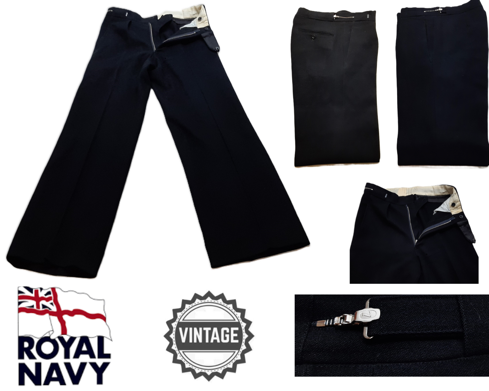 Naval No1 Trousers British Royal Navy Officers RN Vintage 1980s Pattern W30"