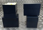 Dark Blue Gift / Storage Boxes with Cream Canvas Lining & Removable Lid x4
