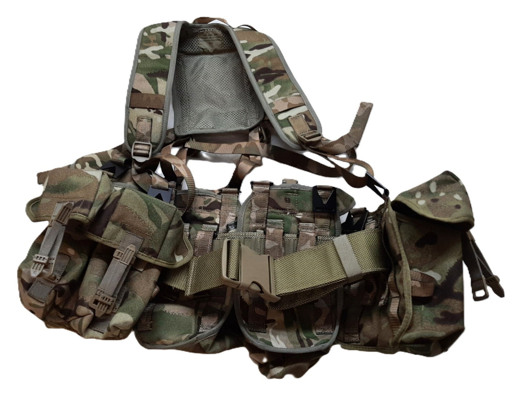 Airborne Army Webbing British Assault Camo Belt Yoke & Assorted Pouches (5)