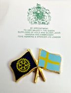 Rotary International Club & Sweden Twin Flags Lapel Pin Badge - NEW