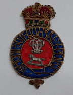 Vintage Queen's Own Hussars Insignia Hand Embroidered British Army Cap Badge