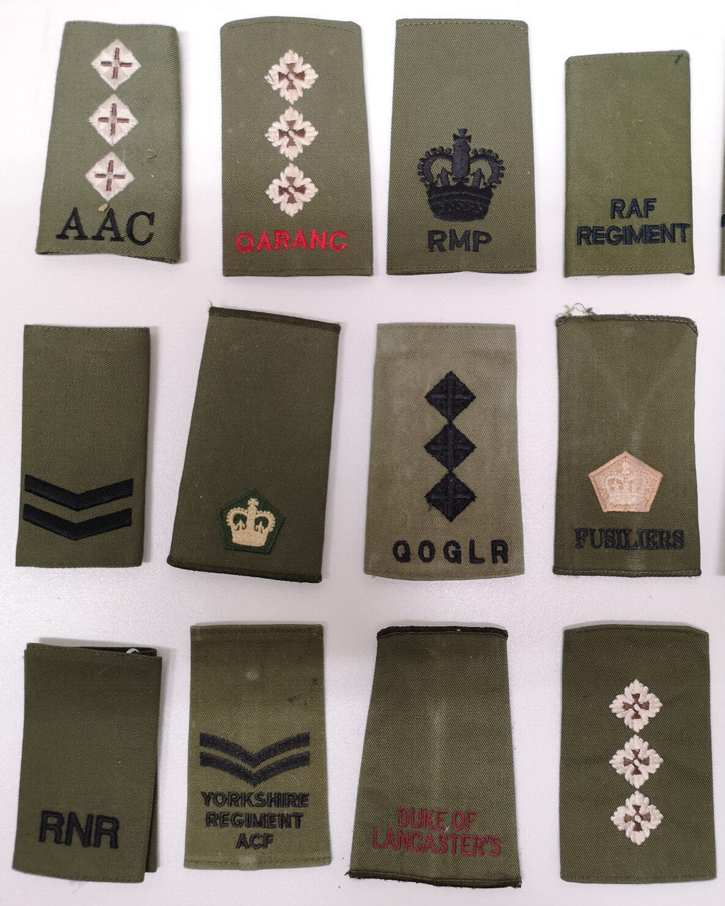 Olive Drab Green Rank Slides Various Ranks Regiments Services - Used