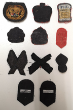 Various Wire Braided Patches on Black & Red Felt British set of 11