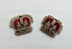 Army Silver Crowns Gilt With Crimson Padding Hand Embroidered Insignia 1/2" 1 Pr