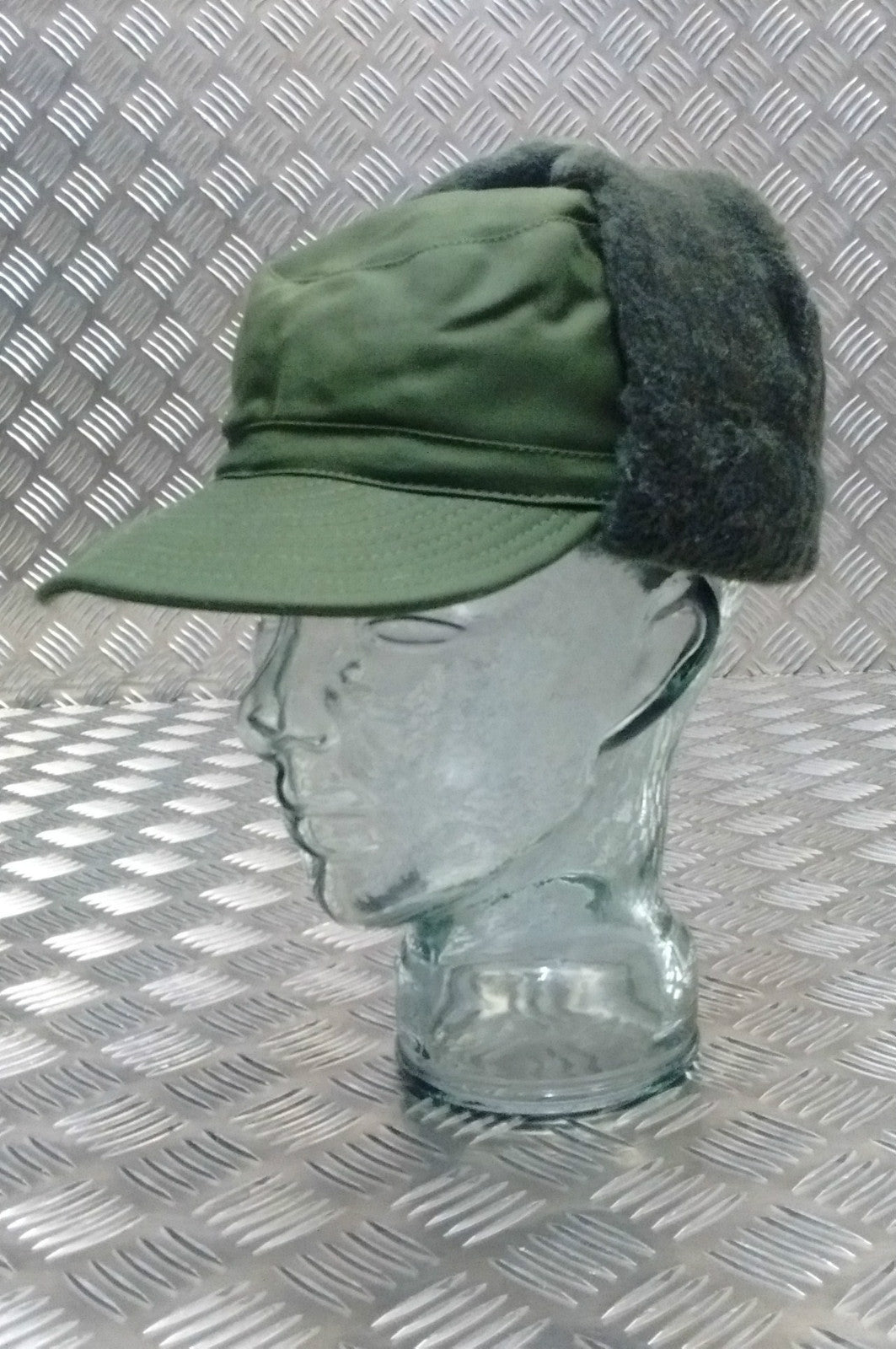 Genuine Swedish Army Green Cold Weather / Dog / Trapper Hat 58cm - NEW