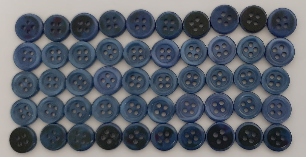 50 Vintage Buttons 4 Hole Shirt / Shank Anchors Pearlesque Blue 11.3mm old Stock