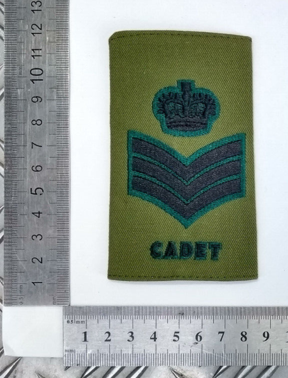 Green & Green Edged Cadet Staff Sergeant Rank Slide / Presumably Royal Irish