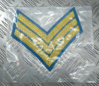 Genuine British Issue Gold 3 Bar Chevrons On Light Blue Felt