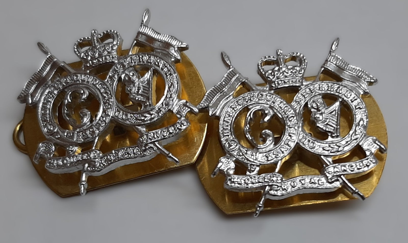 QRL Collar Badges British Army Queens Royal Lancers Other Ranks Insignia 1 Pair