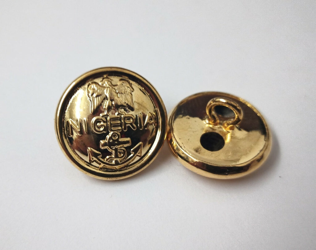 Genuine Nigerian Navy Issue Eagle and Anchor Insignia Ring Back Buttons X2 V0348