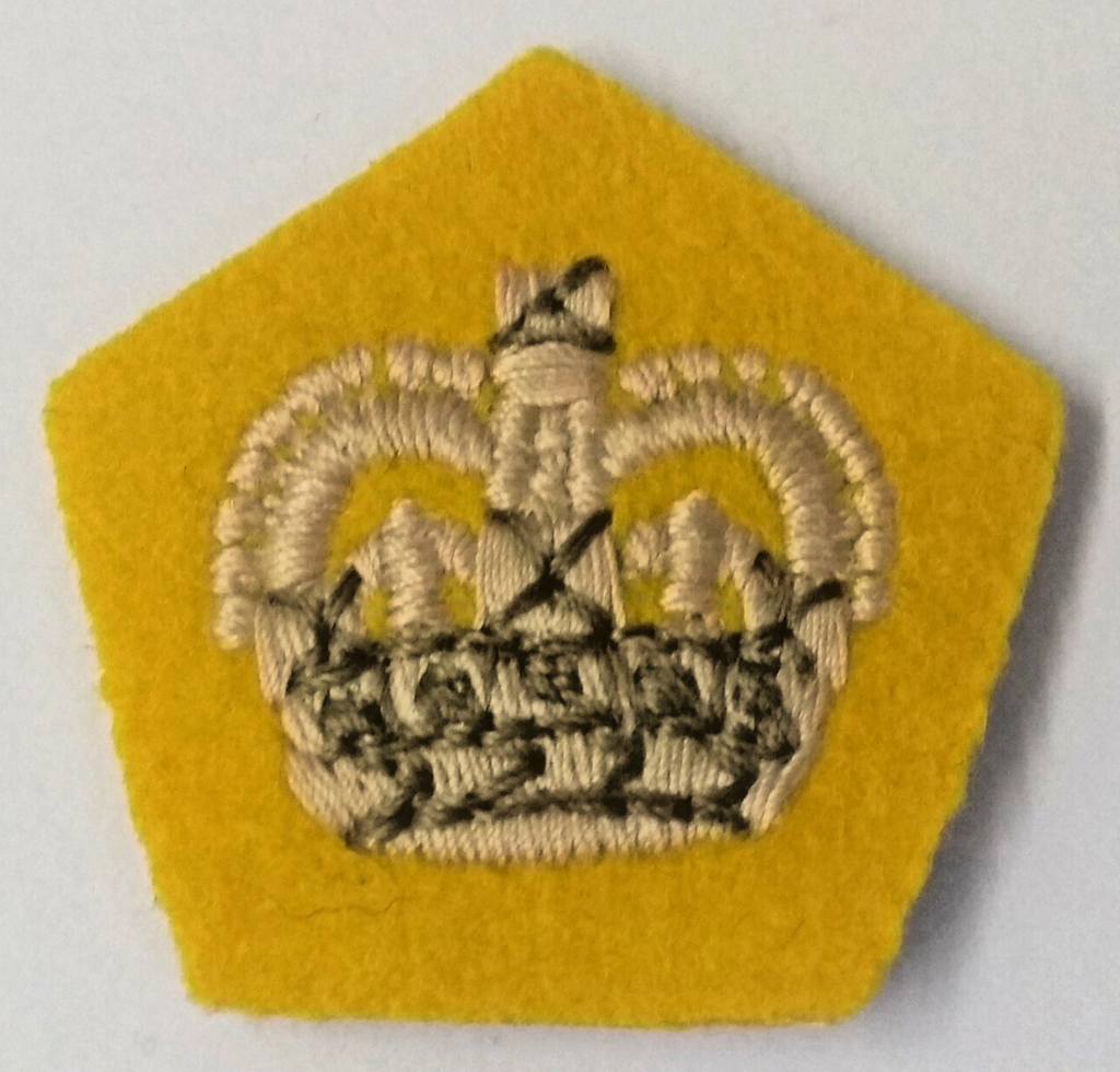 Genuine Vintage British ⅝" Khaki & White Crown on Yellow Felt NEW