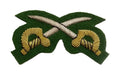 Mess Kit Badge PtI Cross Swords Green British Hand Embroidered Insignia Patch