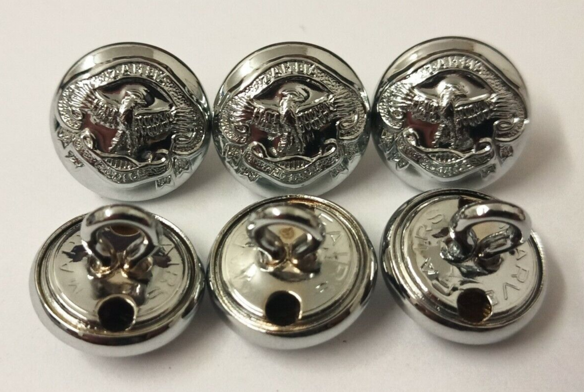 Genuine Zambian Issue Security Force Insignia Silver Buttons 13mm V742 X6