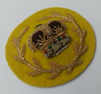 Genuine Vintage British Army Braided RQMS Laurel Crown on Yellow Felt