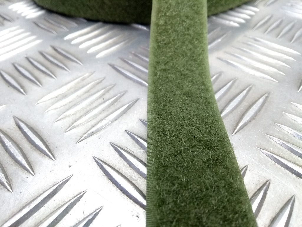 Olive Green 30mm wide Rip & Grip / Hook & Loop / only soft Loop side 50cm length