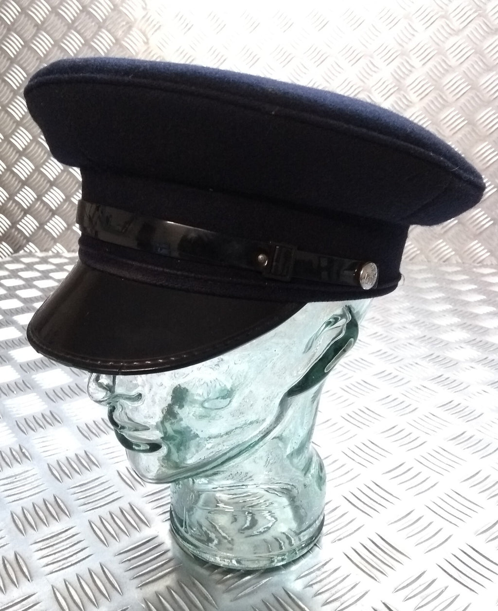 Officers Visor Cap British Made Dress Uniform Peak Cap with Silver ERII Buttons