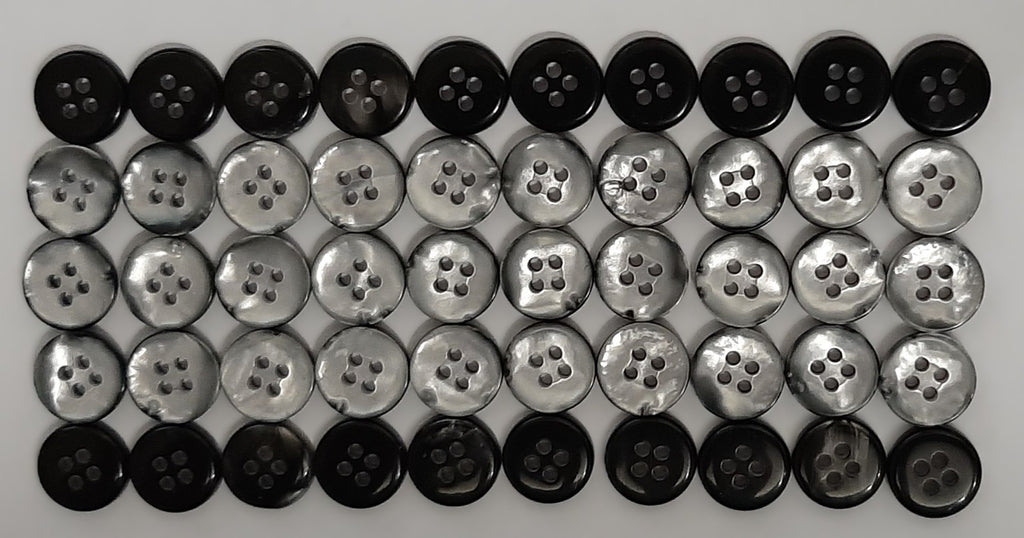 Vintage Buttons 50 4 Hole Shirt / Shank Anchors Pearlesque Old Silver 10.5mm NOS