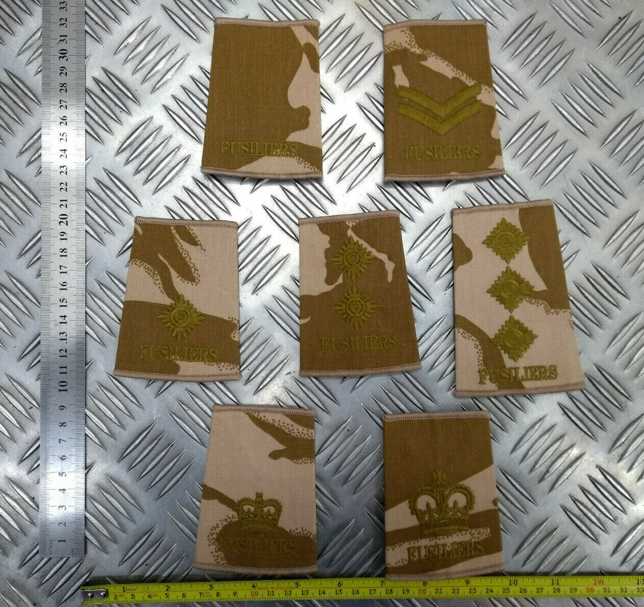 Desert Camo Fusiliers Rank Slides Genuine British Army - NEW