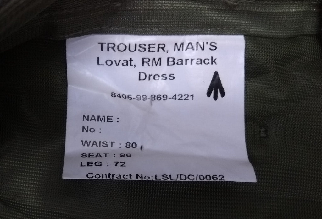 RM Lovat Trousers British Marines Green Barrack Dress Size 72/80/96cm