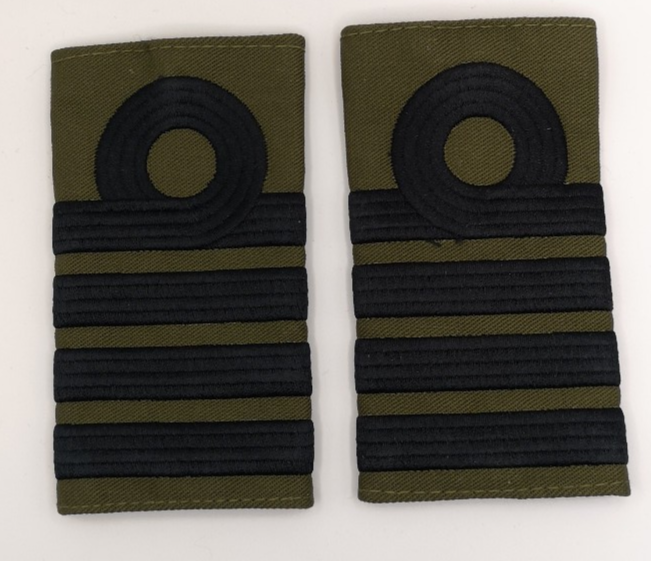 Royal Navy Black on OD Green Captain Rank Slides - NEW