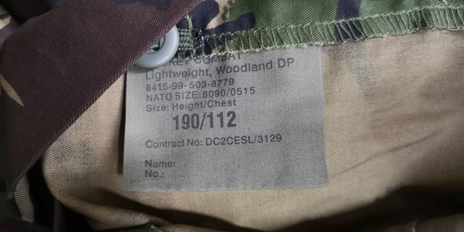 Soldier 95 Jacket Shirt DPM Woodland Camo 190/112cm Lightweight with A/F Patches