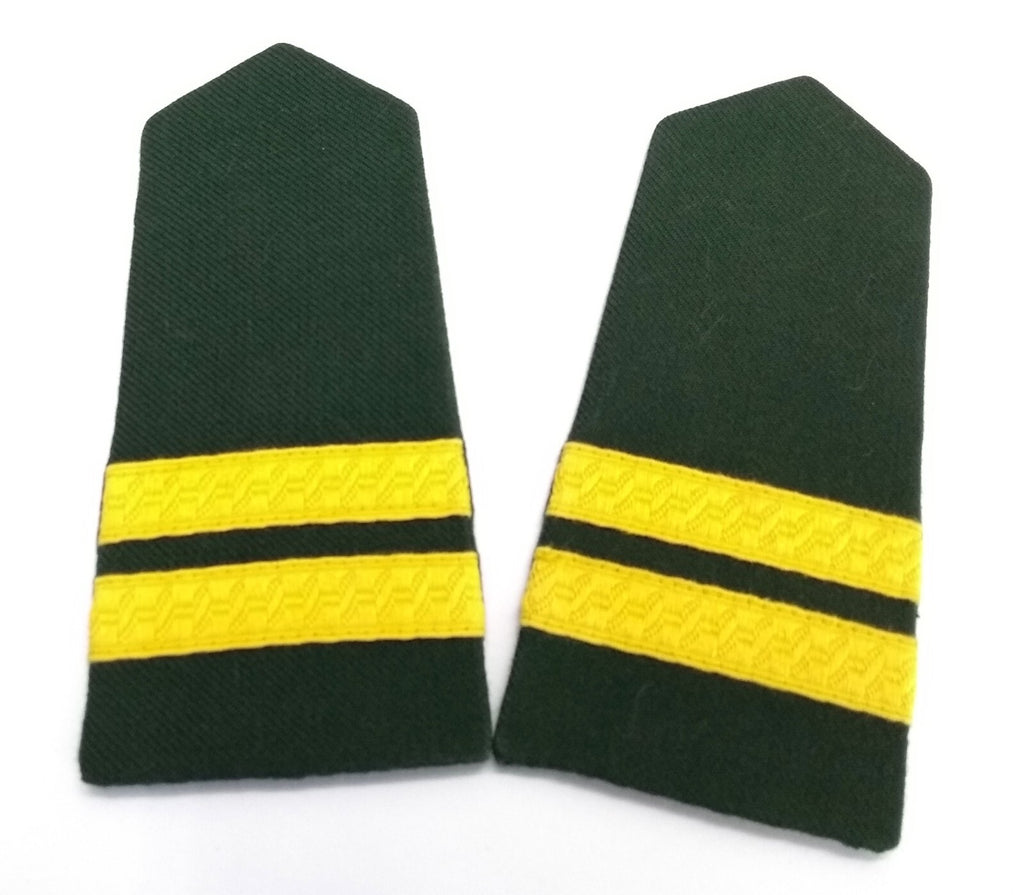 Shoulder Slides Officer Slide On Epaulettes Green With 2 Rank Bars