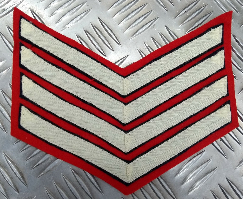 Genuine Vintage British Issue White Chevrons on Red Felt Rank Chevrons