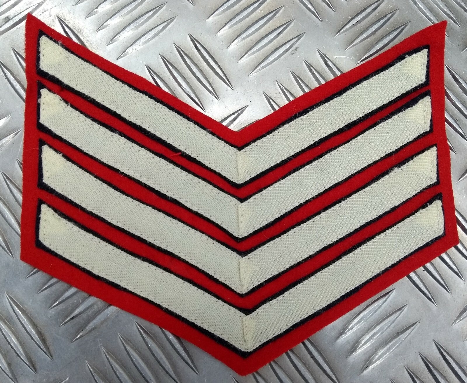 Genuine Vintage British Issue White Chevrons on Red Felt Rank Chevrons