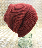 Dark Red / Maroon Knitted Beanie Hat / Woolly Hat - 100% Wool - One size - NEW