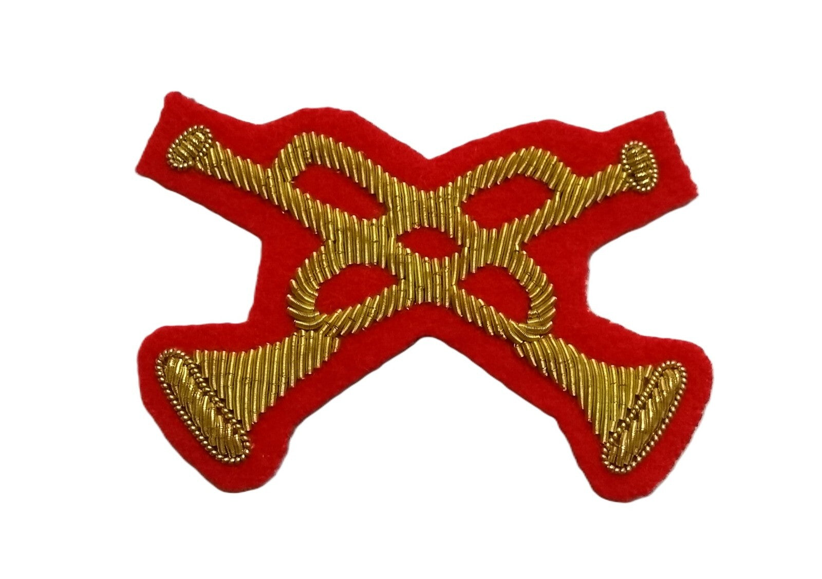 Mess Kit Badge Trumpets British Army Red Felt Hand Embroidered Arm Patch