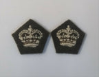 Genuine Vintage British Army No2 Dress Issue Small Rank Crowns on Khaki Pair NEW