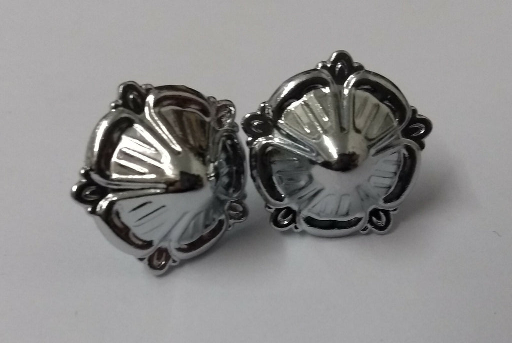Genuine Issue Small 15.8mm Chrome Rose Ornament Decorations X2 STD153
