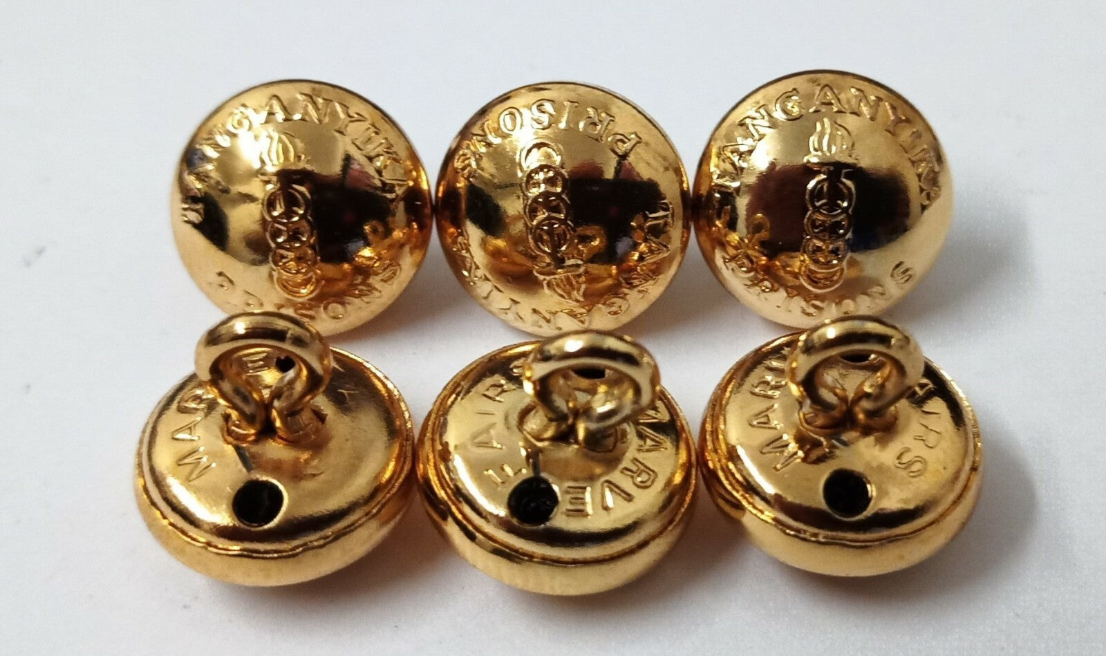 Genuine Tanganyika Service Officers & Guards Ring Back Buttons X 6 - V4X