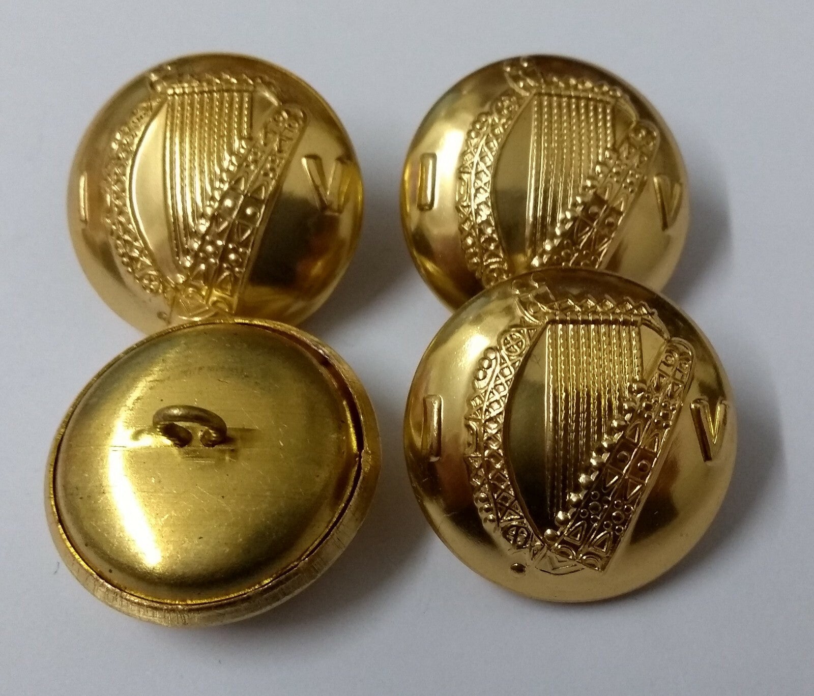 Genuine Vintage IV Harp insignia Shank Buttons x 6 - New