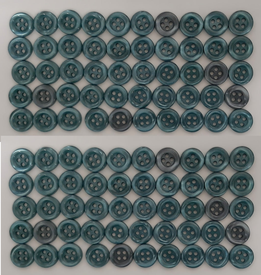 100 Vintage Buttons 4 Hole Shirt Shank Anchors Pearlesque Jade 10.8mm NOS