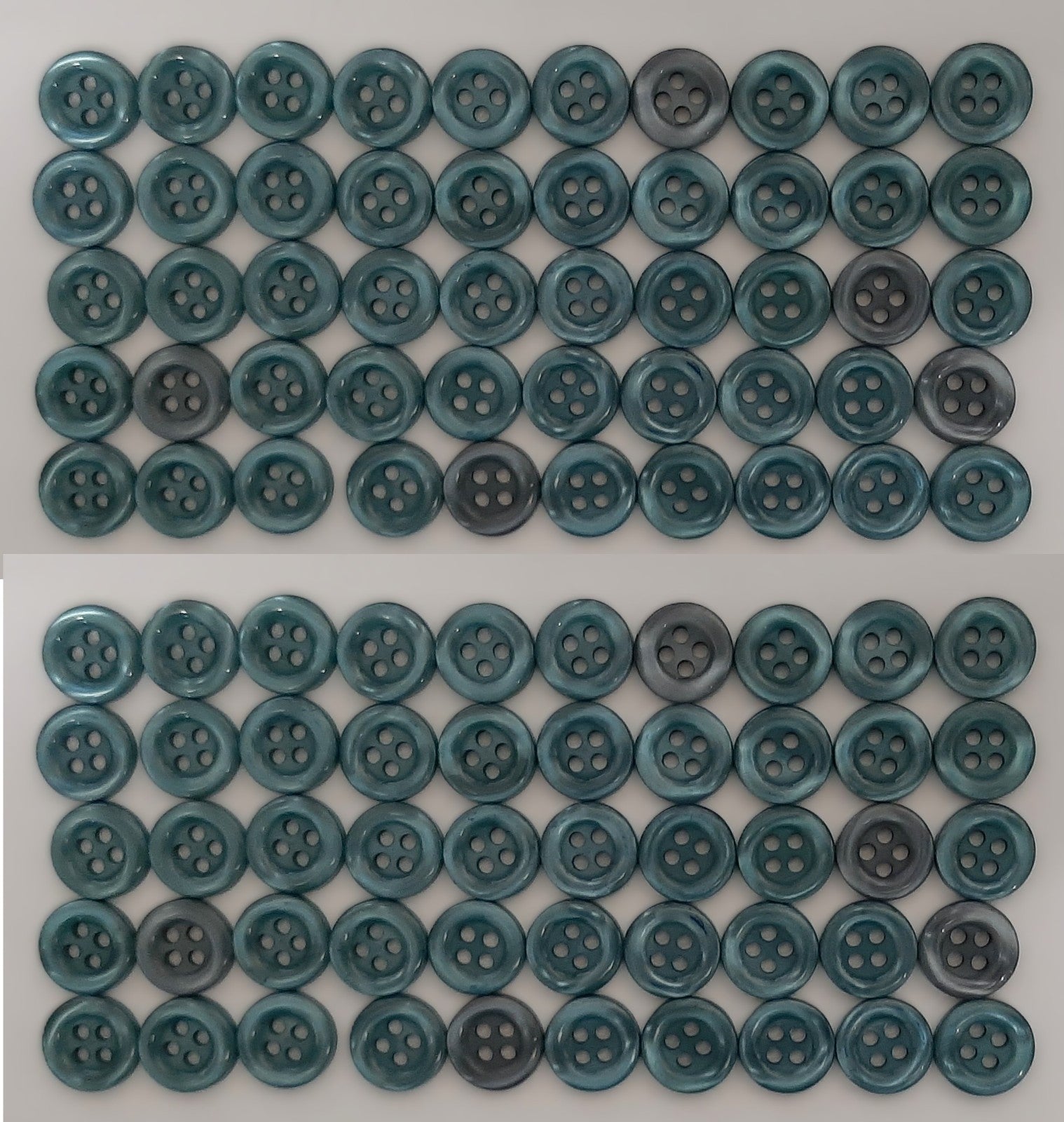 100 Vintage Buttons 4 Hole Shirt Shank Anchors Pearlesque Jade 10.8mm NOS