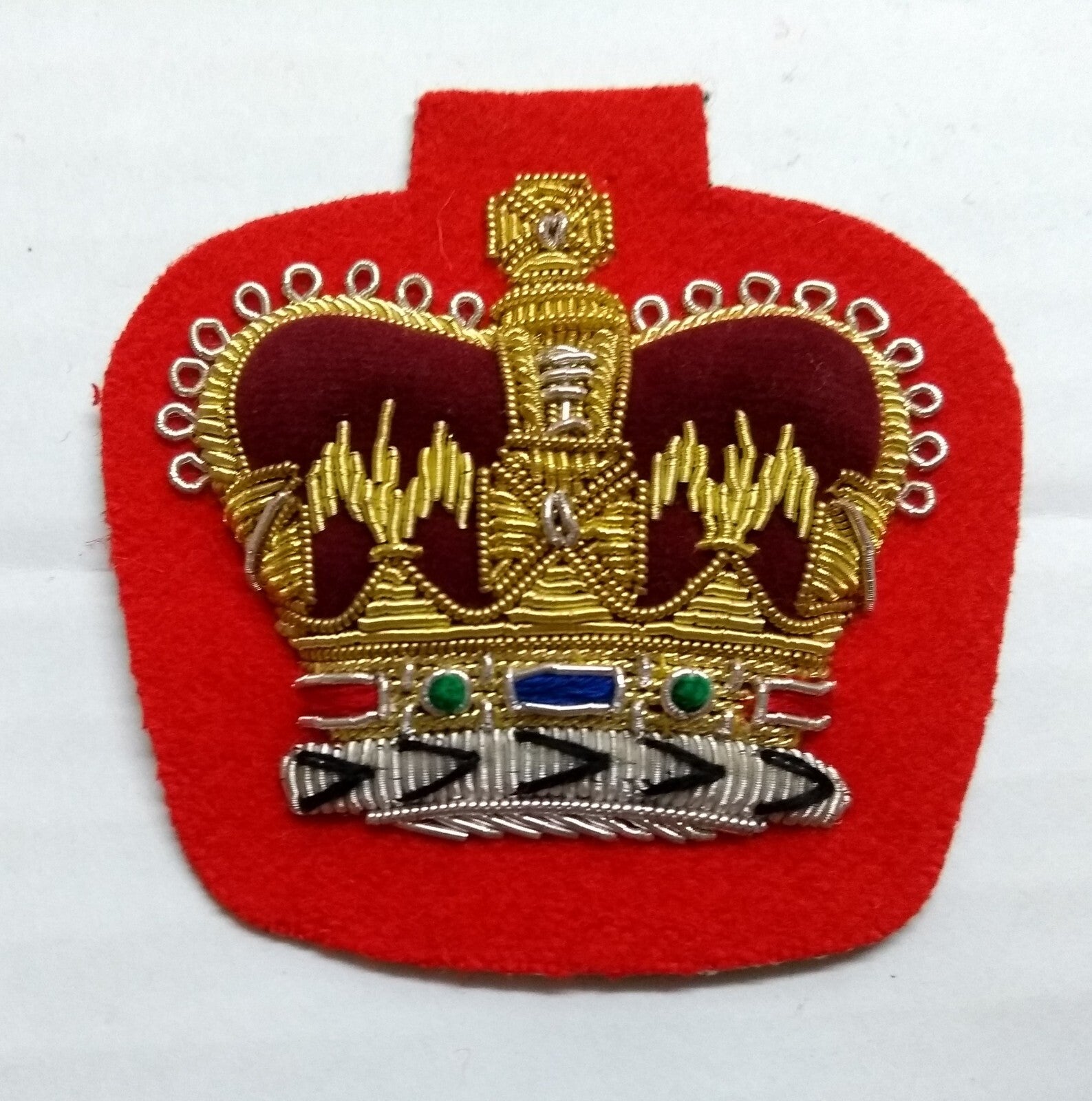 Warrant Officer Crown No1 WO 2 Scarlet British Army Hand Embroidered Arm Patch
