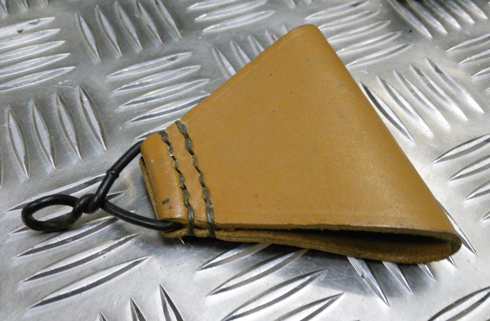 Leather Belt Slide / Fob Triange With Loop Attachment Genuine Vintage Tan Brown