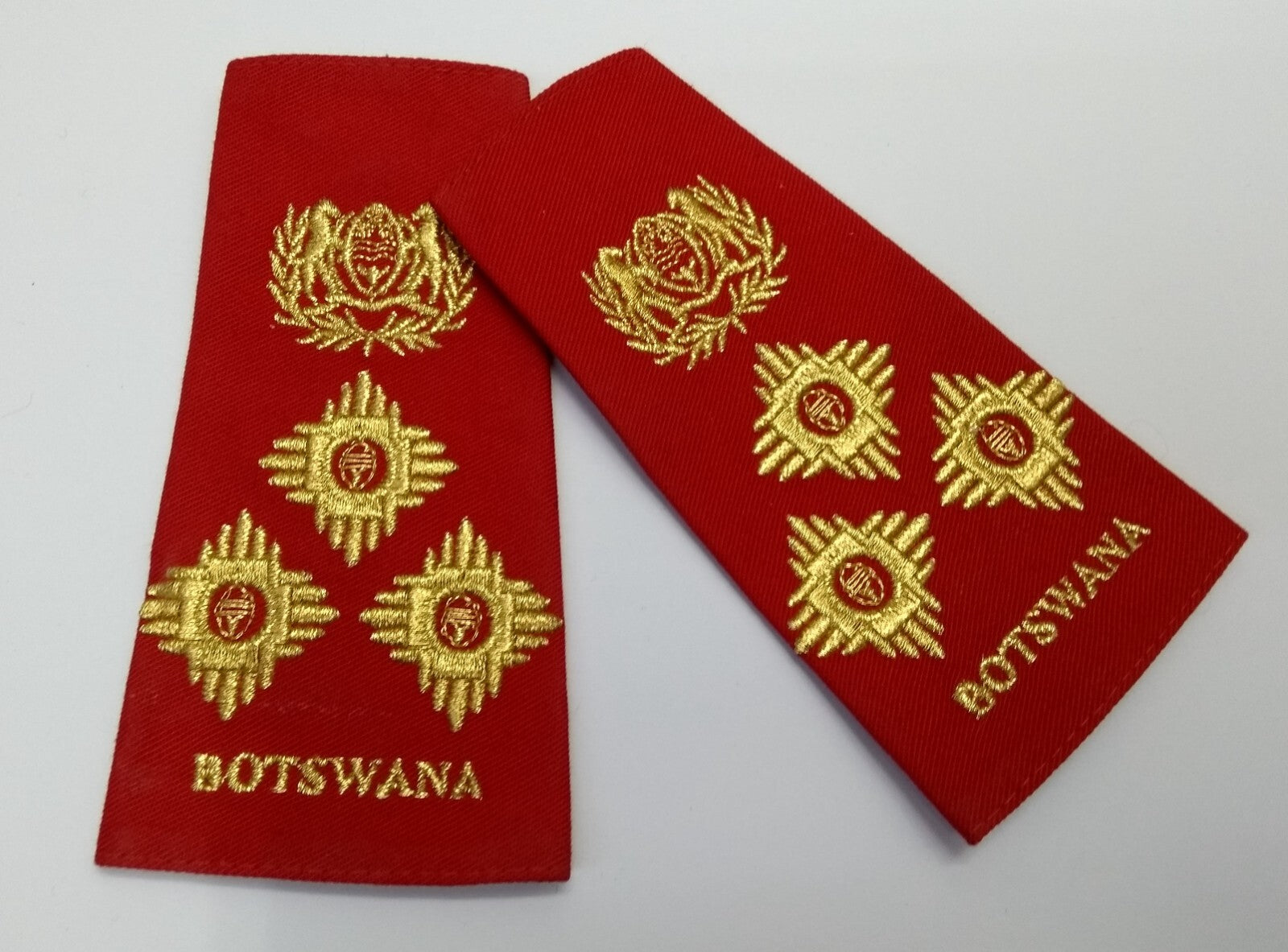 BDF Brigadier Rank Shoulder Slide With Gold Braided Insignia Botswana Epaulettes
