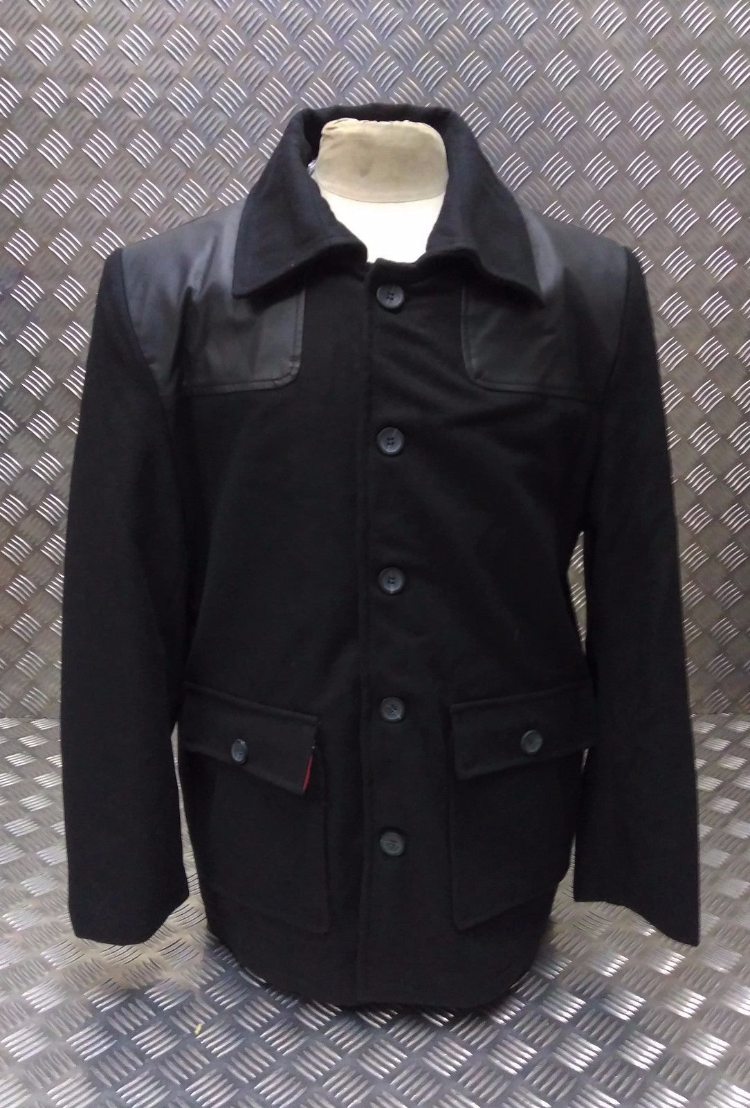 British Army Vintage Style Workers Red Tartan Lined Black Donkey Jacket - BRAND NEW