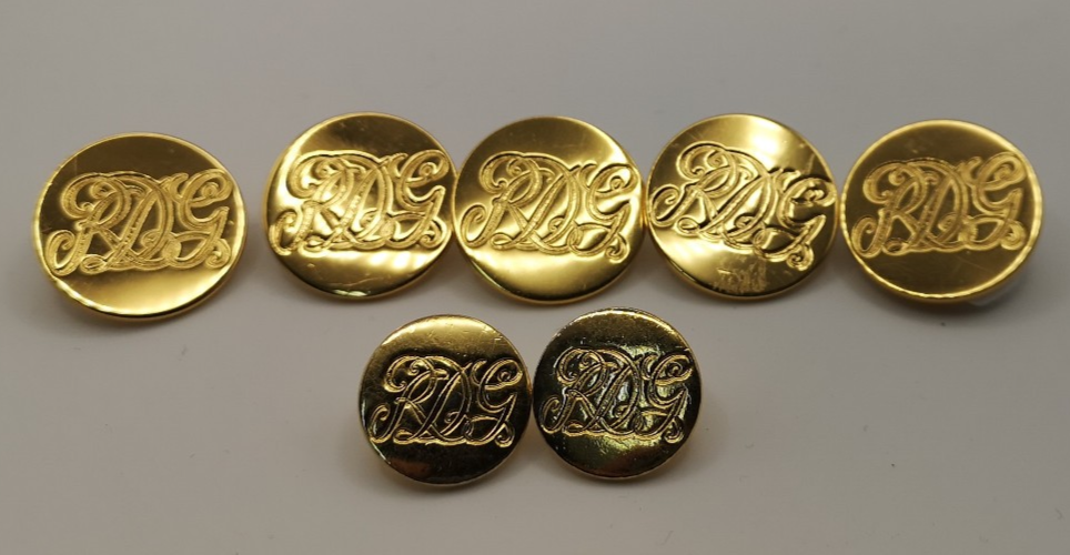 Royal Dragoon Guards RDG Flat British Army No1 Jacket Buttons Set of 7