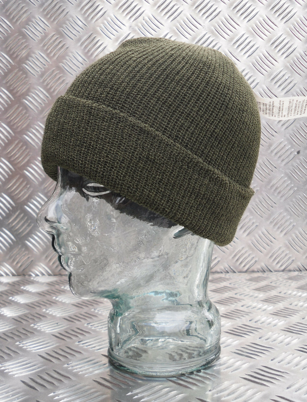 Green / OD Knitted Beanie Hat / Woolly Hat - 100% Wool - One size - NEW