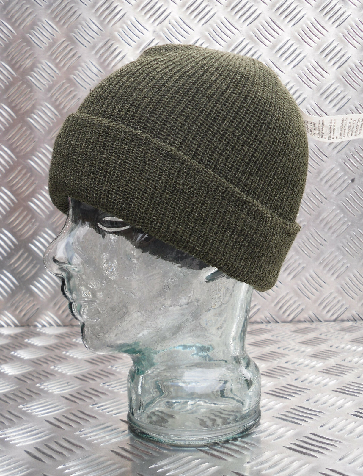 Green / OD Knitted Beanie Hat / Woolly Hat - 100% Wool - One size - NEW