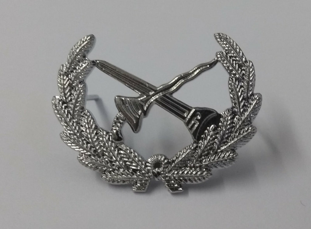 Sword & Scabbard Crossed Chrome Prong Back Obsolete Pattern- NEW